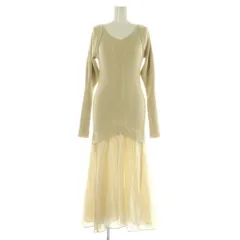 スナイデル SNIDEL オーガンスカートドッキングニットワンピース ロング 長袖 リブ F アイボリー /MY ■OS