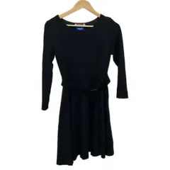 ブルーレーベルクレストブリッジ ワンピース サイズ36 S レディース美品  - 黒×ベージュ×マルチ 長袖/ひざ丈/リボン