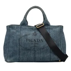 プラダ カナパ トートバッグ ショルダーバッグ 2WAY 1BG642 インディゴブルー デニム レディース PRADA【1-0252429】