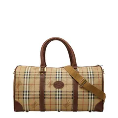 バーバリー ノバチェック シャドーホース ボストンバッグ ショルダーバッグ ベージュ PVC レザー レディース BURBERRY【1-0255310】
