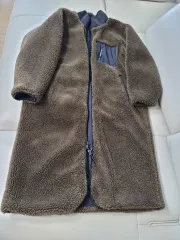 カーキ ブラック リバーシブル ロング丈 ボア シープスキン コート ジャケット