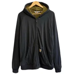 Carhartt カーハート ジップアップパーカー フルジップパーカー ベロア調裏地 黒 ブラック XLサイズ No.M423