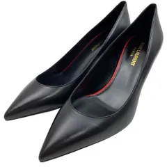 SAINT LAURENT サンローラン 480093 ポインテッドトゥ レザー ヒール パンプス ブラック系 37【美品】【中古】のサムネイル