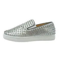 Christian Louboutin クリスチャンルブタン 1160512 ROLLER BOAT FLAT LAMINATO ANIMAL ローラーボート スタッズ  スリッポン シルバー系 40【中古】