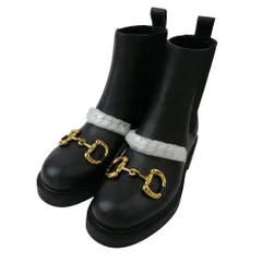 GUCCI グッチ 670393 ホースビット チェーン装飾 サイドゴア チェルシーブーツ ブラック系 34.5【新古品】【未使用】【中古】