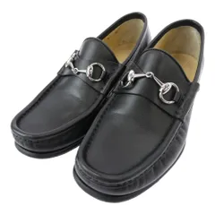 GUCCI グッチ 110 0009 ホースビット レザー ローファー シューズ ブラック系 6E【中古】