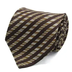 ランバン ブランド ネクタイ ストライプ柄 シルク PO メンズ ブラウン LANVIN 【中古】