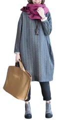 大きいサイズ ワンピ 秋冬 カジュアル 体型カバー ひざ丈 ショートワンピース 長袖 チュニック ゆったり 無地 ワンピース [ShuMing]レディース