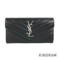 イヴ・サンローラン YVES SAINT LAURENT カサンドラ ラージフラップウォレット 372264BOW3876 レザー 長財布 sh【中古】