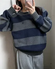 POLO ポロ ラルフローレン 00s ボーダー柄 ラウンドネック コットン ニット