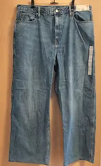 新品タグ付き　ユニクロ　34インチ(86.5センチ)　ブルー　バギージーンズ　前ファスナー　大きいサイズ　プラスサイズ