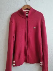 LACOSTE ラコステ レッド 赤 ニット ジップアップ ジャケット カーディガン