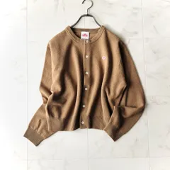 cnr0086* DANTON ダントン ウール100% クルーネックカーディガン 34 XS ブラウンベージュ 大人カジュアル ミニマル