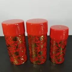 日本茶用品 茶器 茶筒 保存容器 レトロ 大2 小1  3個セット A6468A06