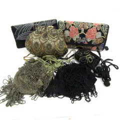 バッグ ポーチ 6点セット ビーズ刺繍 パーティバッグ 和装小物 鞄 まとめて 大量 レディース BAG 【中古】