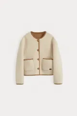 (新品) アイボリー ボア ムートン 裏地 ジャケット