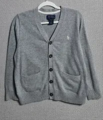 キッズ) 5T) POLO RALPH LAUREN グレー ピマコットン ニット カーディガン