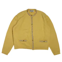 MONTROZ モントローズ ビジュー付き ニット カーディガン レディース Mサイズ イエロー マスタード系 イタリア製 インポート ヴィンテージ 【送料込み】