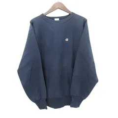 チャンピオン CHAMPION ヴィンテージ VINTAGE 90s リバースウィーブ トレーナー 目あり スウェット 長袖 US製 XLサイズ 紺 ネイビー
