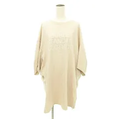 ダブルスタンダードクロージング ダブスタ DOUBLE STANDARD CLOTHING 美品 ドルマン ラスティック 天竺 ビッグ Tシャツ ロゴ コットン 日本製 F ベージュ