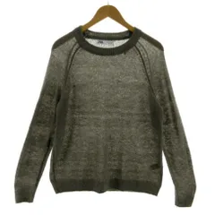 ザラ ZARA ニット セーター シャギーニット 長袖 ウール混 カーキ系 グレーカーキ M