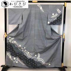 訪問着 紬 刺し子 絞り 梅の花 薄鈍色 K-5718 - メルカリ