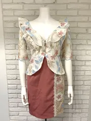 522 dazzy store デイジーストア キャバクラ ドレス ミニ 刺繍 レース フリル フラワー ラメ ジップ キャバドレス S