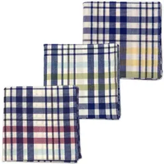 ジェリー 3枚セット(レッド+イエロー+グリーン) [B-PLAID] ハンカチ ジェリー 3枚セット 約48×48cm 大判サイズ 綿100% チェック柄 キッチンクロス 食器拭き カジュアル ビジネス レディース メンズ プチギフト アソート(ジェリー)