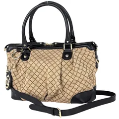 グッチ GUCCI ディアマンテ スーキー ハンドバッグ 2WAY ショルダーバッグ ハンドバッグ キャンバス ブラウン ブラック 247902 レディース 【中古】