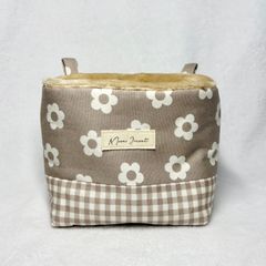 【 モモンガポーチ S 】1モモ用 ✩ ベージュおはな ブラウンギンガムチェック モモンガポーチ フクロモモンガ