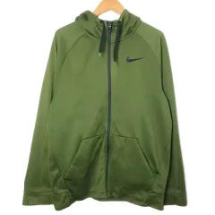 ナイキ NIKE 大きいサイズ DRI-FIT フルジップ パーカー フーディー スポーツウェア 長袖 裏フリース スウッシュ ロゴ刺繡 XL 緑 グリーン IBO81 /X