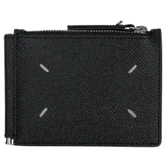 メゾン マルジェラ Maison Margiela ロゴ 二つ折り財布 マネークリップ カードケース コインケース 二つ折り財布 レザー ブラック P4745 メンズ 【中古】