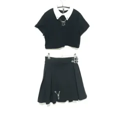 クロップドブラウス & プリーツスカート セットアップ M_S1657