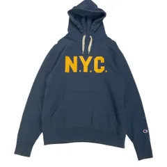 Champion チャンピオン N.Y.C. スウェット プルオーバー パーカー メンズ Lサイズ ネイビー 【送料込み】