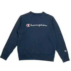 Champion チャンピオン 刺繍スクリプトロゴ クルーネック スウェット トレーナー メンズ Mサイズ ネイビー 【送料込み】