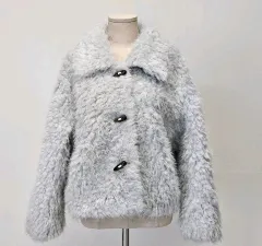 新品/即発送 スウェード裏地 ダッフルコート ボア ファージャケット ブルー