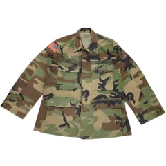 古着 U.S.ARMY Battle Dress Uniform BDUジャケット ミリタリーシャツ メンズ Sサイズ ウッドランドカモ柄 米国旗ワッペン リップストップ 送料込み