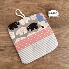 No.94 裏も可愛い♡パッチワークポットマット✴︎北欧しろくま