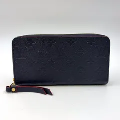 LOUIS VUITTON ジッピー ウォレット モノグラムアンプラント モノグラムアンプラント マリーヌルージュ レザー ネイビー×レッド ラウンドファスナー長財布 ゴールド M62121