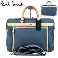 【S3713】【タグ付】Paul Smith ポールスミス 2WAYバッグ ショルダーバッグ ビジネスバッグ ブルーフケース 書類カバン レザー×キャンバス