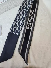 ディオール オブリーク ミッツァ スカーフ ネイビー ブルー シルク ツイル