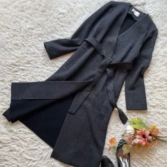 Pinky&Dianne　ピンキーアンドダイアン　近年モデル　リバージャージノーカラーコート　ジャケット　ベルト　Aライン　羽織　コーディガン　ロング　アウター　定価47300円　グレー