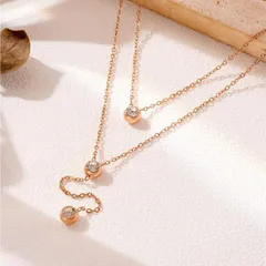 ネックレス レディース ゴールド ゴールドネックレス シンプル ピンクゴールド 2連ネックレス