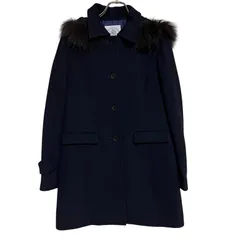  J.PRESS ジェイプレス コート ジャケット アウター ネイビー フード ファー レディース 11【ZK40】