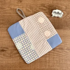 No.117 裏も可愛い♡パッチワークポットマット✴︎ドット