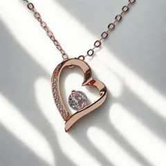 ネックレス レディース ゴールド ハート ハートネックレス ピンクゴールド ギフトボックス付き