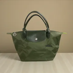 美品 中古 LONGCHAMP ロンシャン ナイロン キャンバス ハンドバッグ Sサイズ フォレ FORET / カーキ グリーン L1621919479 送料込み