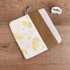 No.119 裏も可愛い♡パッチワークポットマット✴︎ミモザ