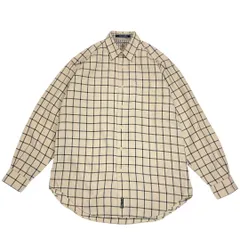 古着 80s 90s TOMMY HILFIGER トミーヒルフィガー チェック カジュアルシャツ メンズ Sサイズ アイボリー ヴィンテージ 送料込み