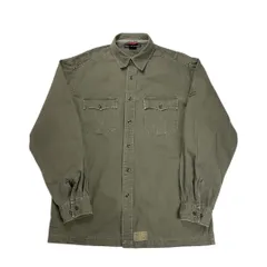80s 90s TOMMY HILFIGER トミーヒルフィガー ミリタリーシャツ メンズ Lサイズ カーキ ヴィンテージ